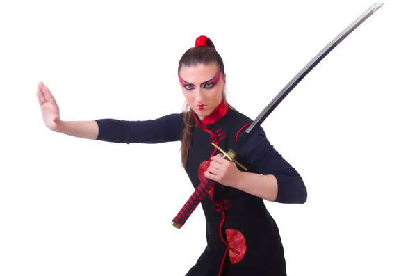 Женщина в японском боевом искусстве — стоковое фото
