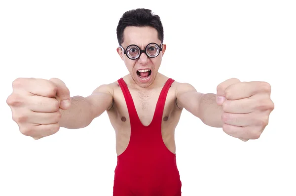 Divertido luchador aislado en blanco — Foto de Stock