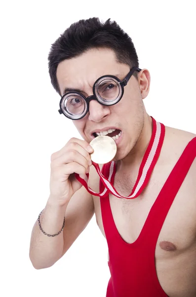Legrační zápasník s vítězové medaile — Stock fotografie