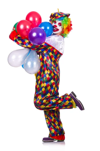 Grappige clown geïsoleerd op de witte — Stockfoto