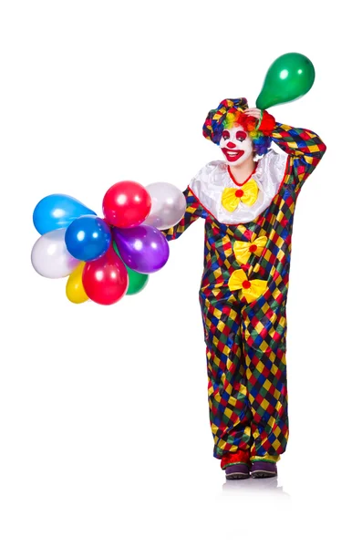 Rolig clown isolerad på den vita — Stockfoto