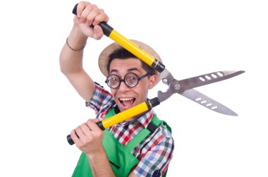 komik adam beyaz makası ile