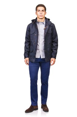 adam beyaz izole moda bakmak
