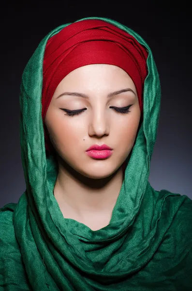 Muslim woman with headscarf in fashion concept — Stock Photo, Image