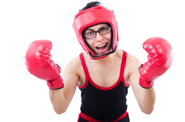 Boxeador divertido aislado en el fondo blanco —  Fotos de Stock