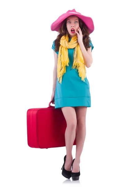 Ung kvinna förbereder sig för semester — Stockfoto