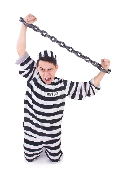 Vtipný trestanec izolovaný na bílém — Stock fotografie