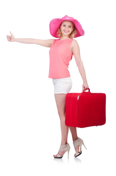 Jovem mulher se preparando para férias — Fotografia de Stock