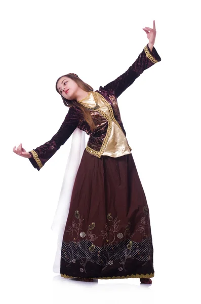 Jeune femme dansant danse azeri traditionnelle — Photo