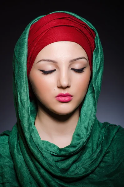 Muslim woman with headscarf in fashion concept Royalty Free Stock Images