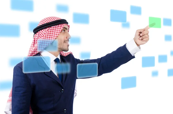 Arap adam acil sanal düğmeleri — Stok fotoğraf