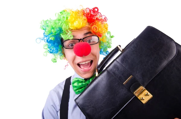 Clown affärsman isolerad på vitt — Stockfoto