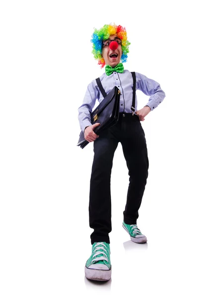Clown affärsman isolerad på vitt — Stockfoto