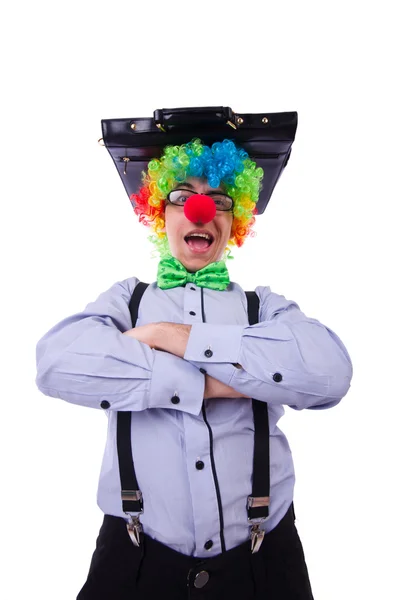 Clown homme d'affaires isolé sur blanc — Photo