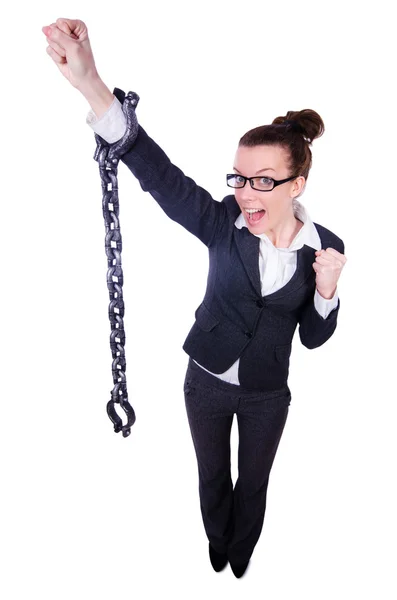 Woman with hands and handcuffs — Stock Photo, Image