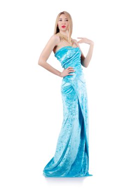 Beyaz üzerine uzun model modayla moda kavramı