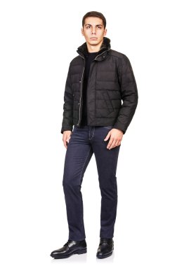 adam beyaz izole moda bakmak