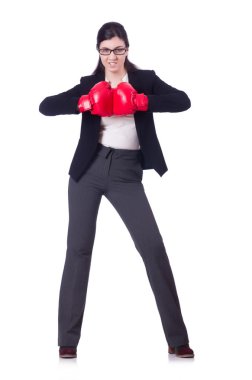 iş kadını beyaz boks konsepti