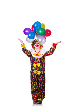 Komik palyaço beyazın üzerinde.