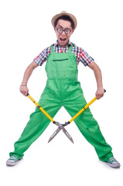 komik adam beyaz makası ile