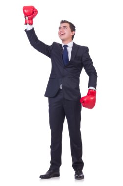 Genç işadamı beyazda izole edilmiş