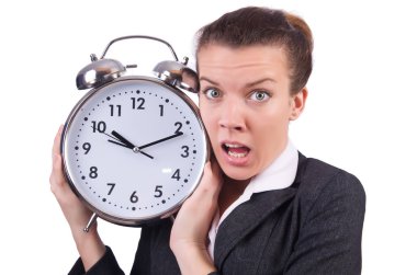 Beyaz Dev saati olan kadın