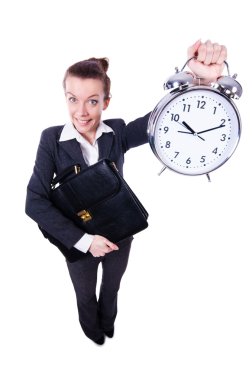 komik kadın ile beyaz masa saati