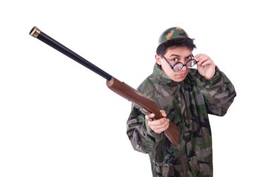 Beyazların arasında izole komik asker