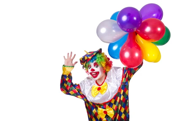 Lustiger Clown isoliert auf dem weißen — Stockfoto