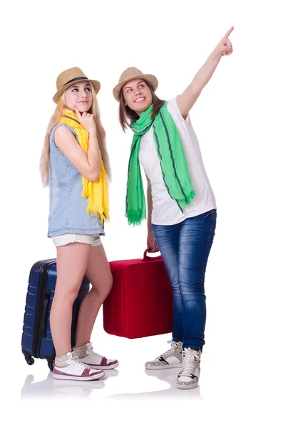 Pair of young students travelling — Stock Photo, Image