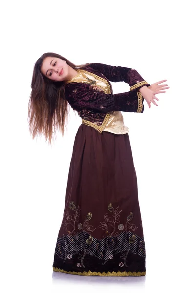 Jeune femme dansant danse azeri traditionnelle — Photo