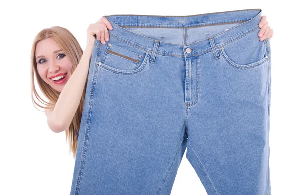 オーバーサイズのジーンズでダイエットコンセプト — ストック写真