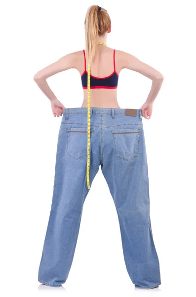 Dieting koncept med överdimensionerade jeans — Stockfoto