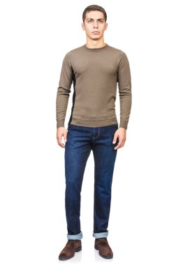 adam beyaz izole moda bakmak