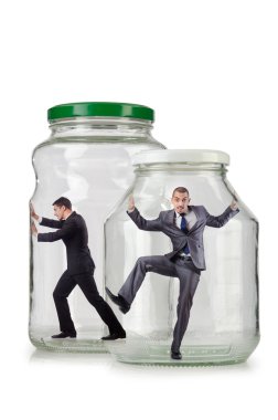 Cam Kavanoz içinde genç işadamı