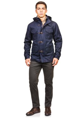 adam beyaz izole moda bakmak