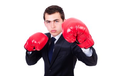 Genç işadamı beyazda izole edilmiş