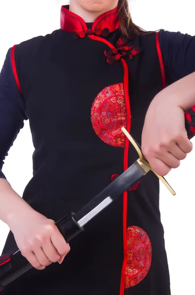 Женщина в японском боевом искусстве — стоковое фото