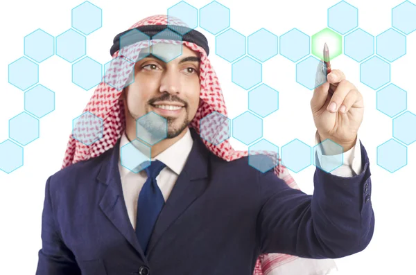 Arab man pressing virtual buttons — Stock Photo, Image