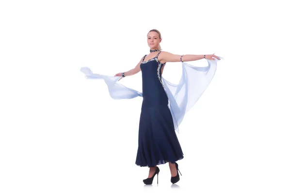 Frau tanzt auf dem weißen — Stockfoto