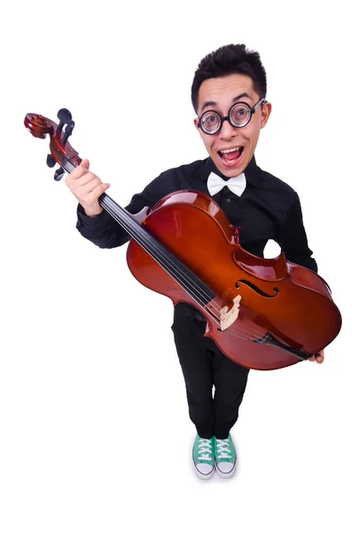 Jogador de violino engraçado em branco — Fotografia de Stock