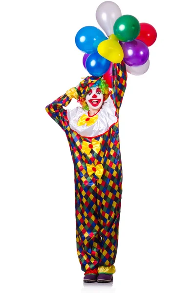 Grappige clown geïsoleerd op de witte — Stockfoto