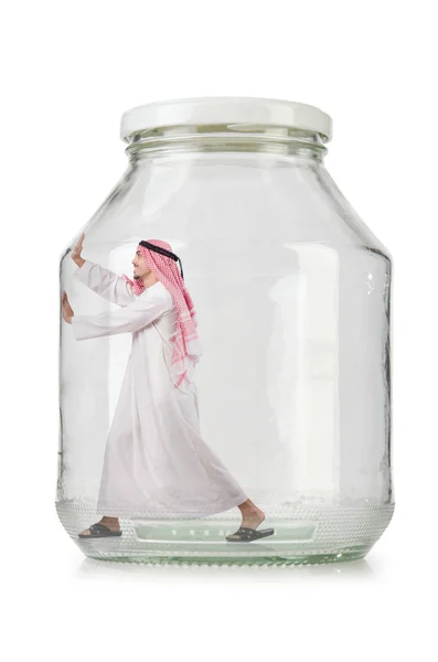 Arabischer Geschäftsmann im Glasgefäß — Stockfoto