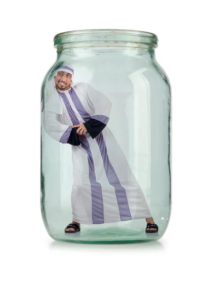 Homme d'affaires arabe en pot de verre — Photo