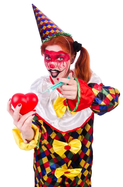 Clown in costume isolato su bianco — Foto Stock