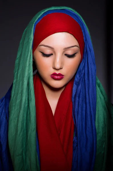 Muslim woman with headscarf in fashion concept Royalty Free Stock Photos