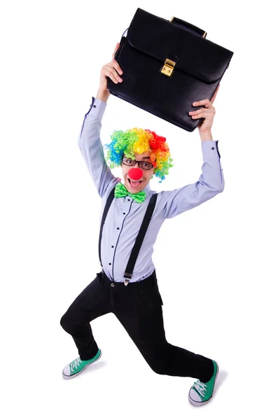 Clown zakenman geïsoleerd op wit — Stockfoto