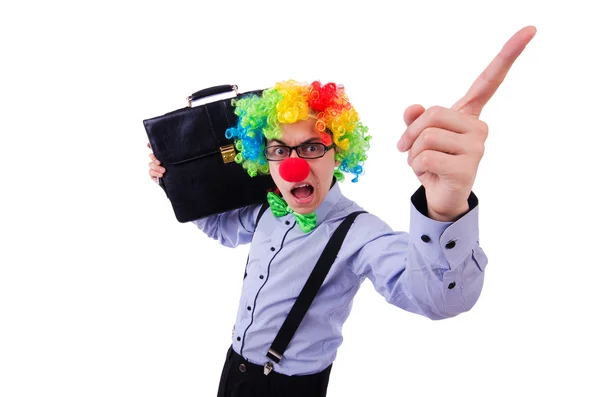 Clown zakenman geïsoleerd op wit — Stockfoto