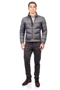 adam beyaz izole moda bakmak