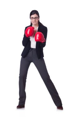 iş kadını beyaz boks konsepti